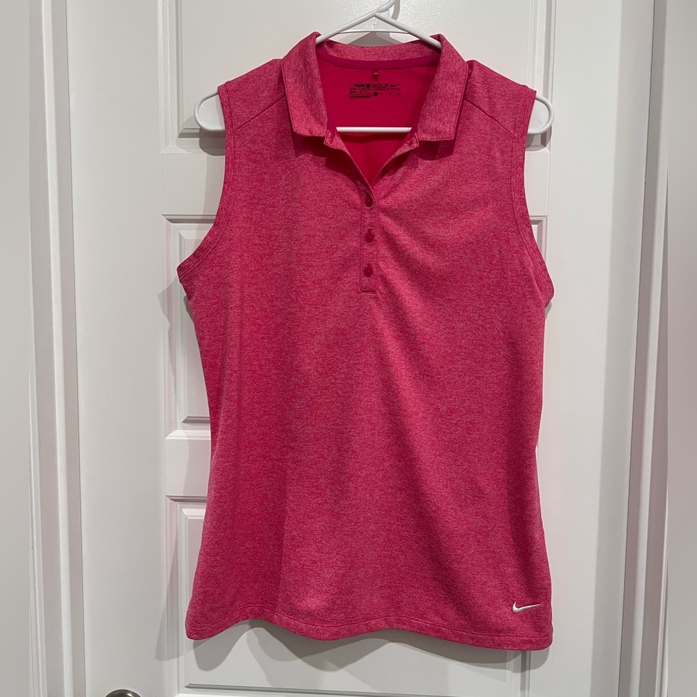 Nike Golf Women's Dri-FIT Pink Sleeveless Polo Top